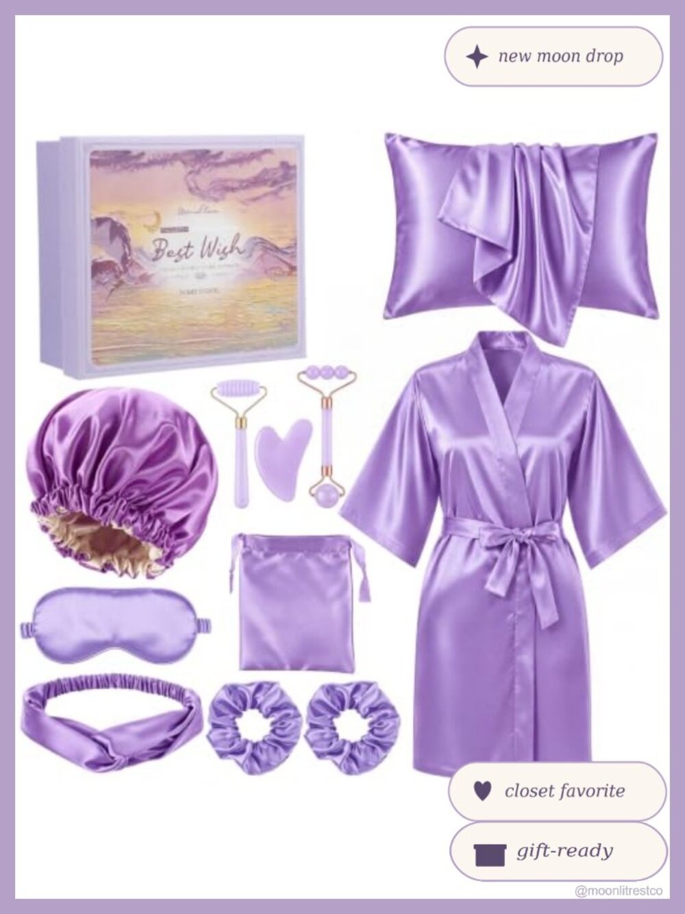 13 Pc Satin Spa Gift Set Bathrobe Eye Mask Hair Cap Face Roller Self Care